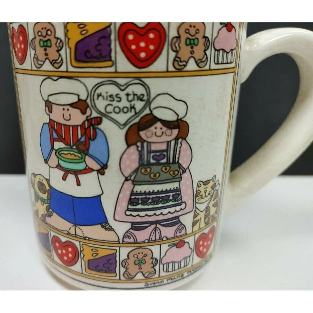 Susan Marie McChesney Kiss The Cook Coffee Mug Gingerbread Cupcake Heart Vintage